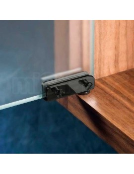 JUEGO BISAGRAS P/ VIDRIO BIVEL NEGRO 3051